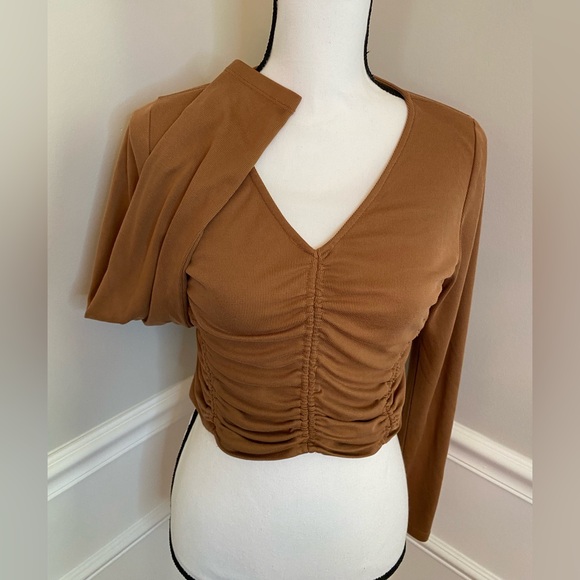 Kirious Crop top size Large Cinched Front Top tee blouse long sleeve - Picture 1 of 10